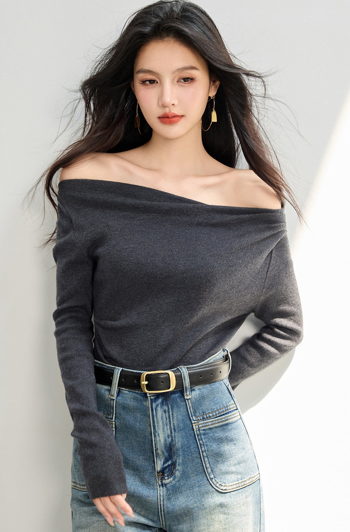 Women's One-Shoulder Long Sleeve Top
