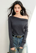 Women's One-Shoulder Long Sleeve Top
