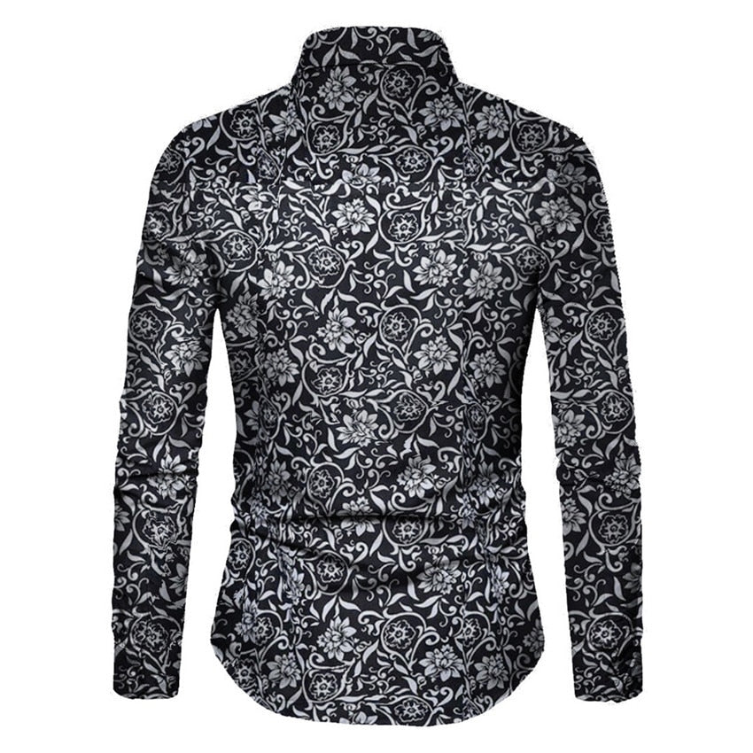 Men's Floral Hawaiian Long Sleeve Shirt