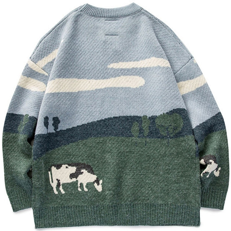 Vintage O-Neck Knit Pullover Sweater