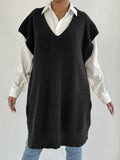 Open Front Deep V-Neck Knit Sweater Vest