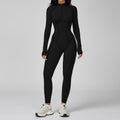 Women's Color-Block Half-Zip Workout Jumpsuit