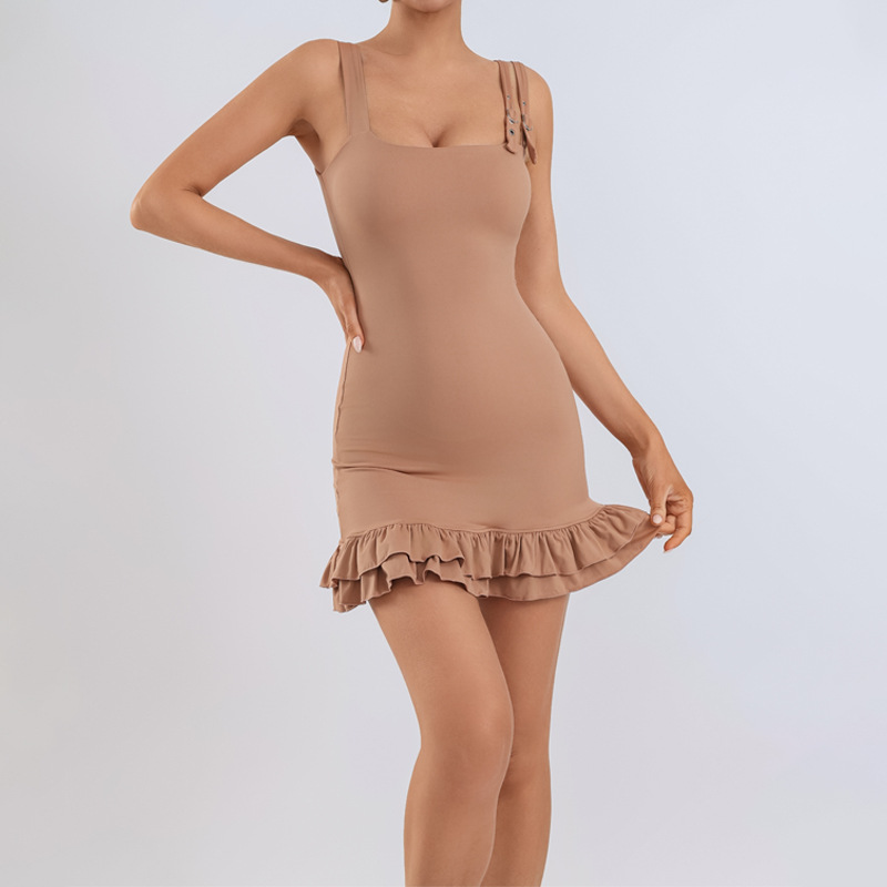 Padded Sports Jumpsuit with Ruffle Trim