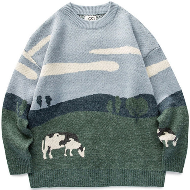 Vintage O-Neck Knit Pullover Sweater