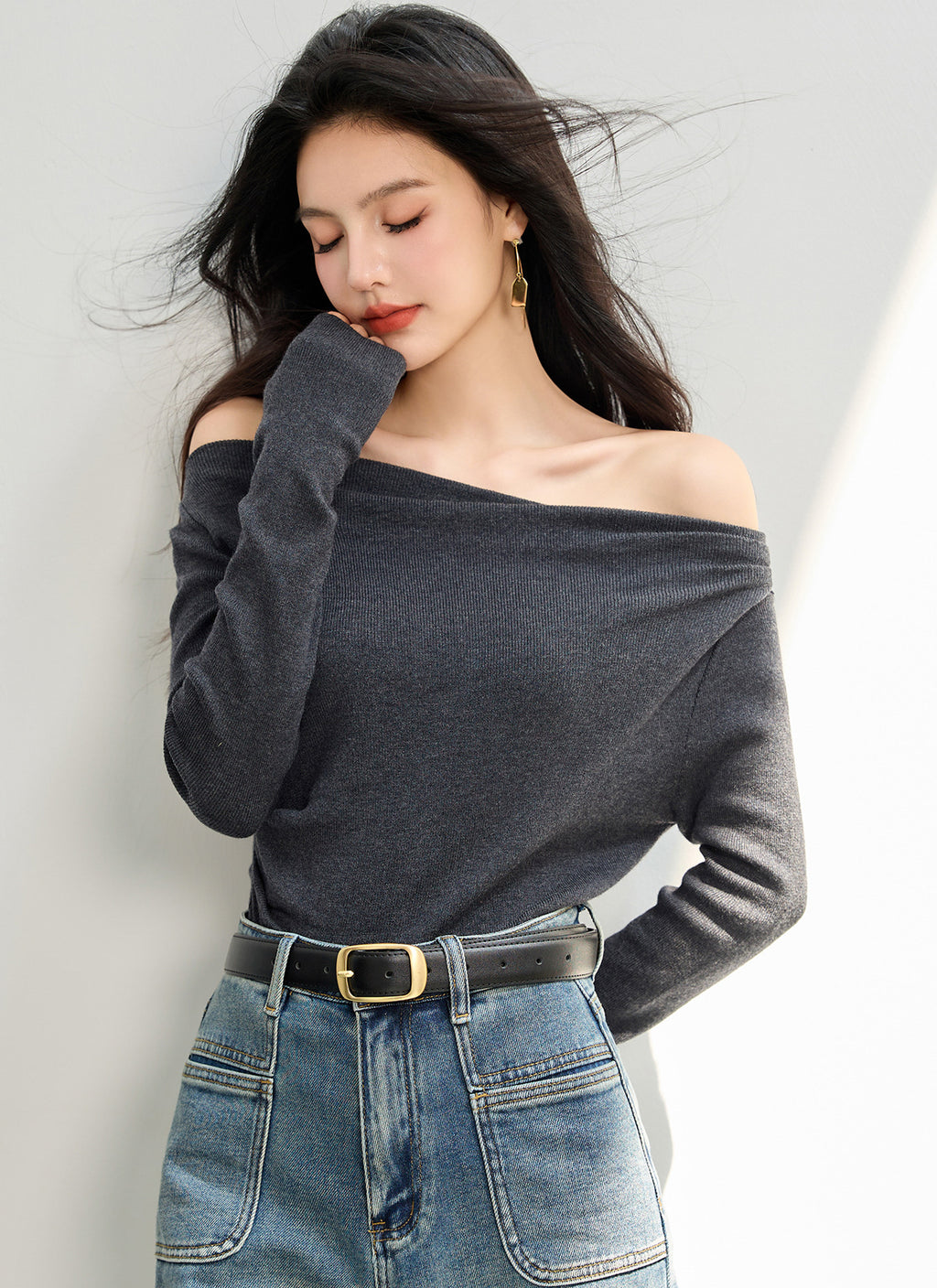 Women's One-Shoulder Long Sleeve Top