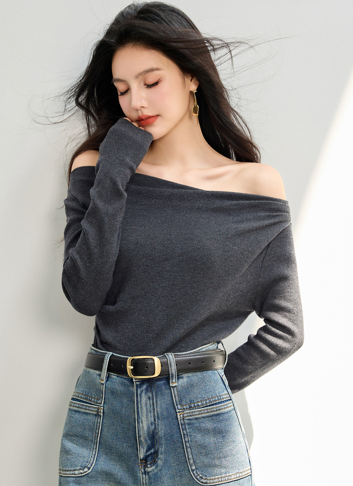 Women's One-Shoulder Long Sleeve Top