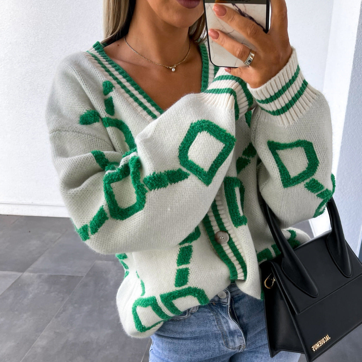 Women's V-Neck Loose Knit Sweater